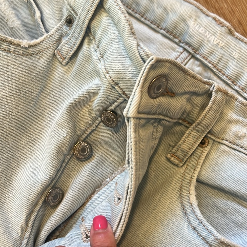 Old Navy Sky Hi Extra High Rise Straight Leg Raw Hem Ankle Stretch Jeans 12 - Picture 8 of 10